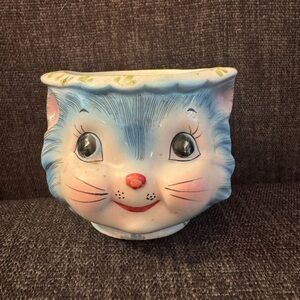 Adorable Miss Priss cat sugar bowl *missing lid